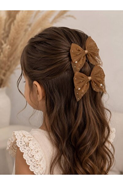 Tokacınız Pearl Detailed Brown Double Bow Buckle
