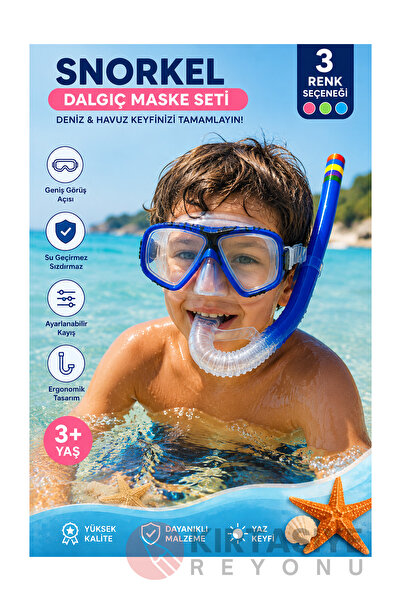 Kids Like Deniz Havuz Yüzme Seti Gözlük ve Snorkel Seti (1 adet) (Çocuk ve Ge...