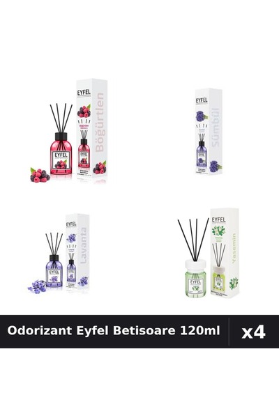 Eyfel Set 4 Odorizant Camera Betisoare 120ml - Fructe, Lavanda, Zambile, Iasomie