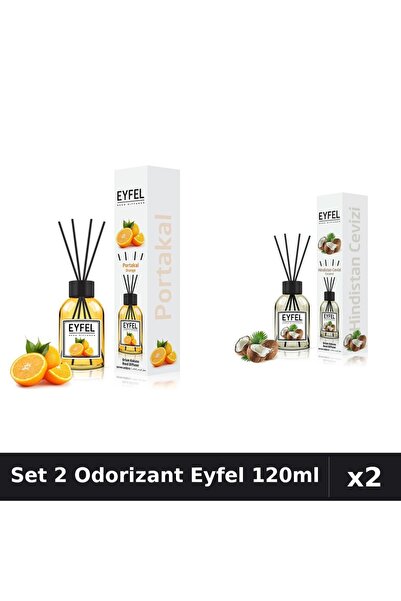 Eyfel Set 2 Odorizante Camera Betisoare, Nuca De Cocos, Portocala, 120 ml