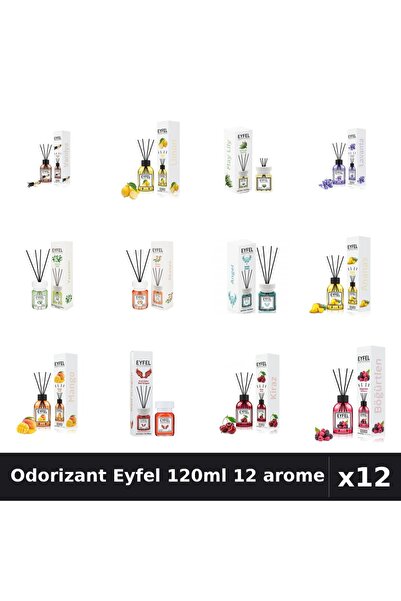 Eyfel Set 12 Odorizant Camera Betisoare 120ml - 12 Arome Asortate Parfum Intens
