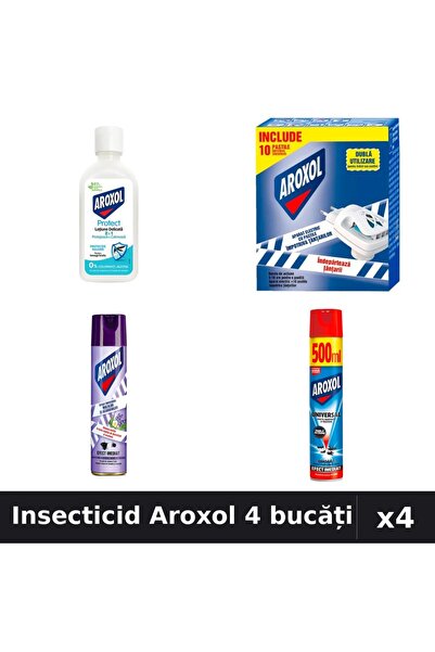 Aroxol Set 4 Insecticid - Loțiune 85ml, Spray 250ml, 500ml, Spirale Anti-Insecte