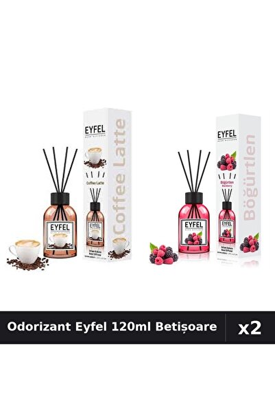 Eyfel Set 2 Odorizant Cameră Betișoare 120ml - Cafea, Fructe Pădure