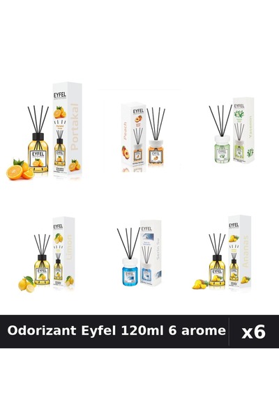 Eyfel Set 6 Odorizante Camera Betisoare - 6 Arome Asortate, 120ml Parfum