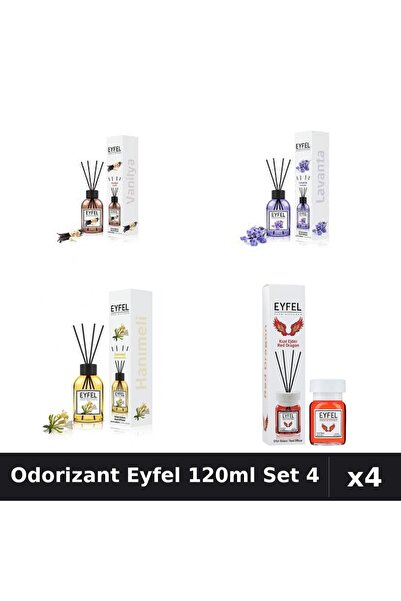 Eyfel Set 4 Odorizant Camera Betisoare 120ml - Vanilie, Lavandă, Mană Maicii ...