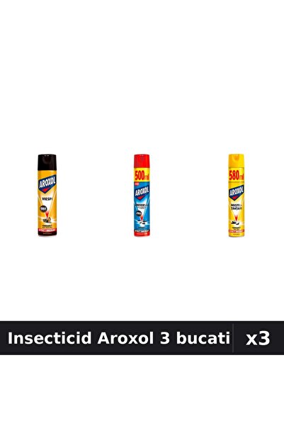 Aroxol Set 3 Spray Insecticid 400ml, 500ml, 580ml - Anti Gandaci, Tantari, Muste