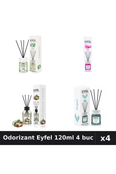 Eyfel Set 4 Odorizant Camera Betisoare 120ml - Angel, Bubble Gum, Iasomie, Nucă