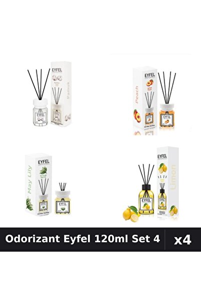 Eyfel Set 4 Odorizant Camera Betisoare 120ml - Bumbac, Piersica, Lacramioare,...