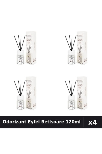 Eyfel Pachet 4 Odorizante Camera Betisoare - Bumbac, Parfum Intens 120ml