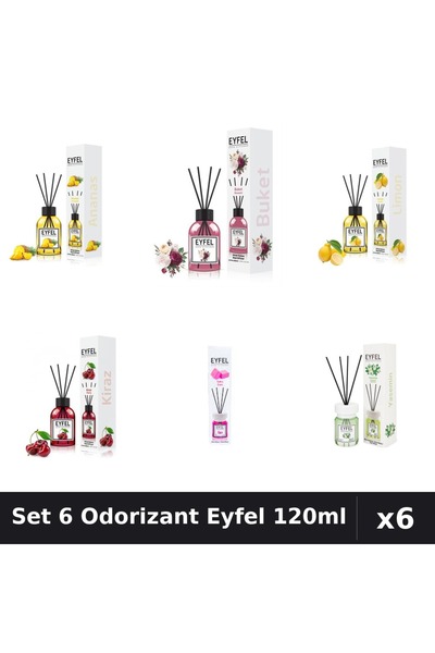 Eyfel Set 6 Odorizante Camera Betisoare, Ananas, Bouquet, Bubble Gum, Cirese,...