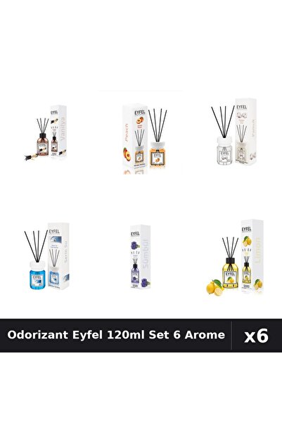 Eyfel Set 6 Odorizante Camera Betisoare - Vanilie, Piersică, Bumbac, Cool Wat...