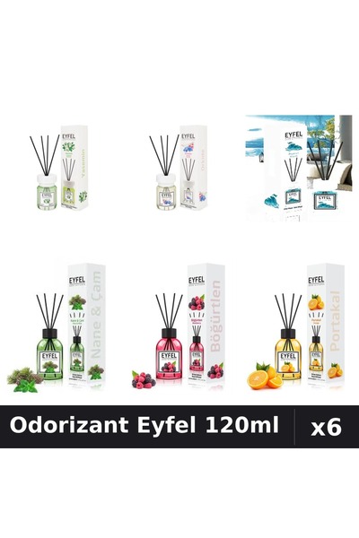 Eyfel Set 6 Odorizante Camera Betisoare - 6 Arome Asortate, 120ml Parfum