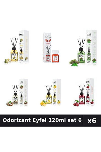 Eyfel Set 6 Odorizante Camera Betisoare 120ml - 6 Arome Asortate, Parfum Intens