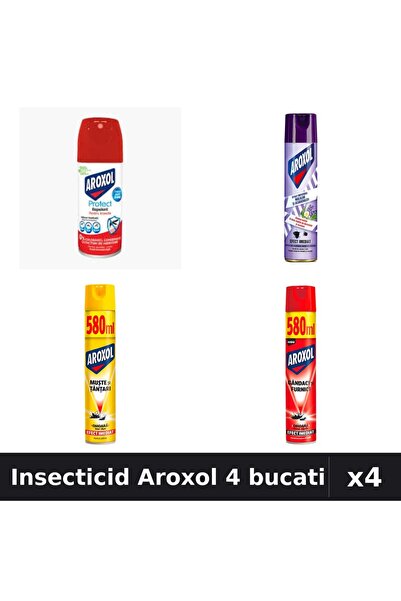 Aroxol Set 4 Spray Insecticid 100ml, 250ml, 580ml - Anti Gandaci, Tantari, Muste