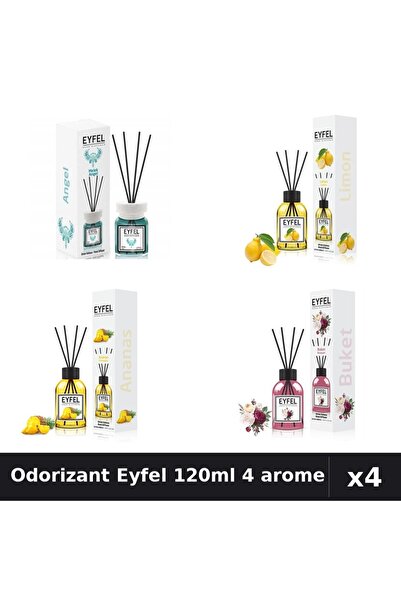 Eyfel Top Bottom Set of 4 Room Air Freshener Sticks 120ml - Angel, Lemon, Pin...