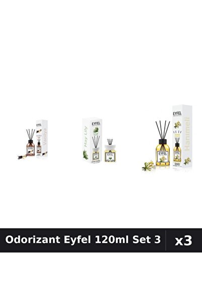 Eyfel Set 3 Odorizant Camera Betisoare 120ml - Vanilie, Lacramioare, Mana Maicii
