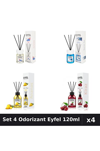 Eyfel Set 4 Odorizante Camera Betisoare, Ananas, Cirese, Cool Water, Orhidee,...