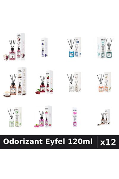 Eyfel Set 12 Odorizant Camera Betisoare 120ml - 12 Arome Asortate, Parfum Intens