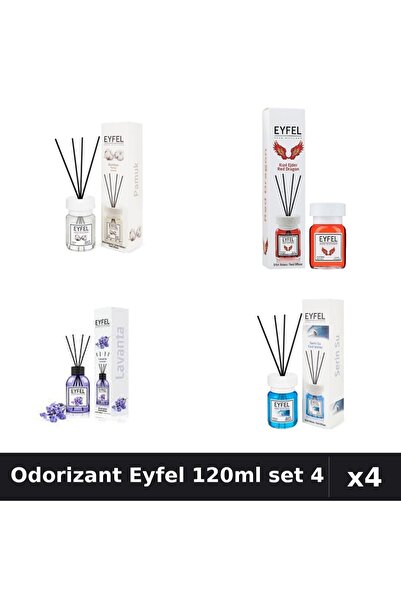 Eyfel Set 4 Odorizant Camera Betisoare 120ml - Bumbac, Lavanda, Red Dragon, C...