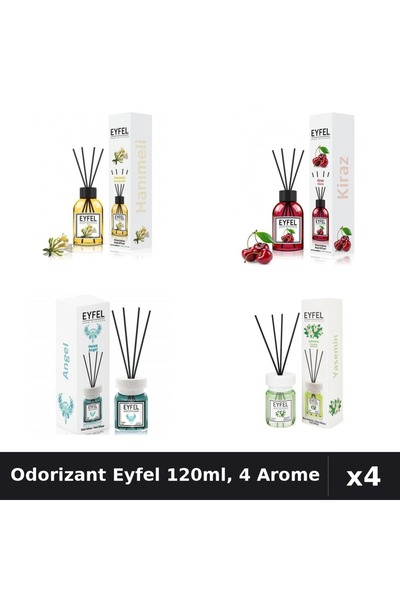 Eyfel Set 4 Odorizant Camera Betisoare 120ml - Angel, Cireșe, Iasomie, Mâna M...