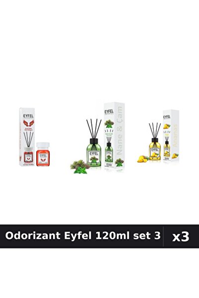 Eyfel Set 3 Odorizant Camera Betisoare 120ml - Red Dragon, Pin Menta, Ananas
