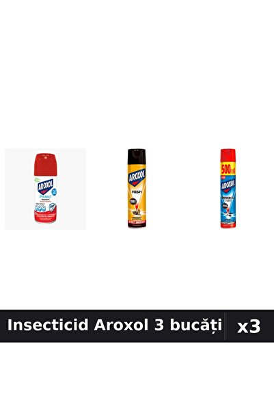 Aroxol Set 3 Spray Insecticid 100ml 400ml 500ml - Protecție Eficientă Gandaci...