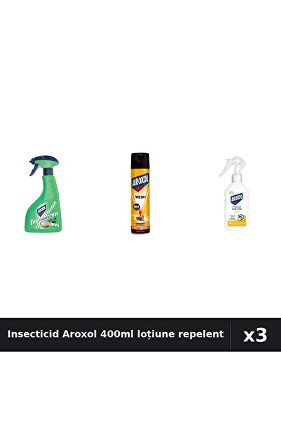 Aroxol Set 3 Spray Insecticid 400ml + Loțiune Repelent - Anti Insecte Eficace