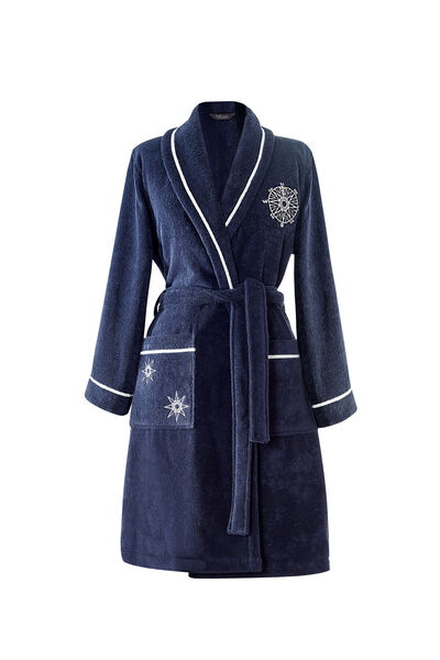 Soft Cotton Marine Lady Lacivert Pamuklu Kadın Bornoz