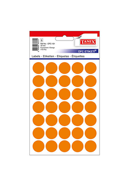 Tanex ROUND LABELS 19MM ORANGE 175/ROLL