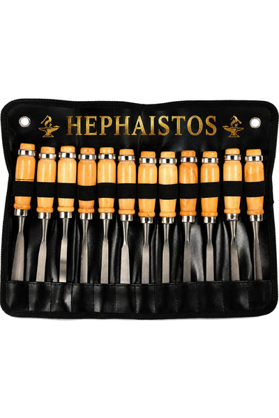 Hephaistos 12 Parça Ahşap Saplı Profesyonel Oyma Keski Seti İskarpela Ahşap, ...