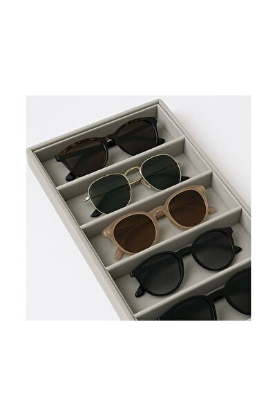 OEM Suport Organizator Ochelari Suede Gri cu 6 Compartimente, Depozitare Prem...