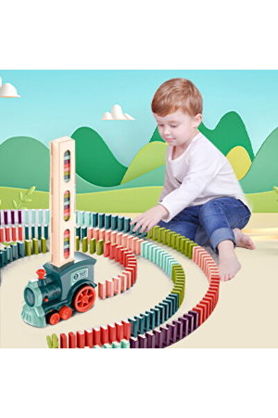 CARBOY Tren electric de domino pentru copii - joc educativ cu 60 de piese