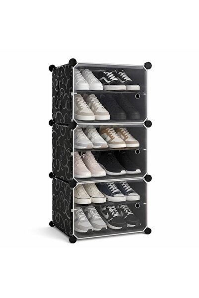 Ruhhy Modular Shoe Rack, 6 levels, 3 modules, transparent doors, hanger, easy...