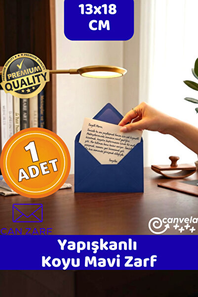 CANVELA Premium Yapışkanlı Koyu Mavi Zarf 13x18 cm Mektup Kartpostal Davetiye...