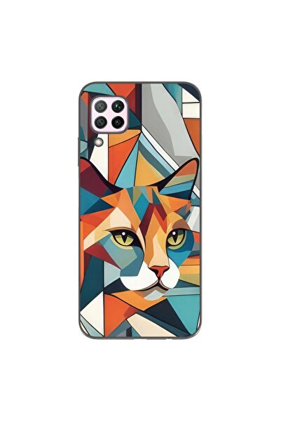 OEM Husa compatibila cu Huawei P40 Lite Silicon Gel Tpu Model Cubic Cat Art