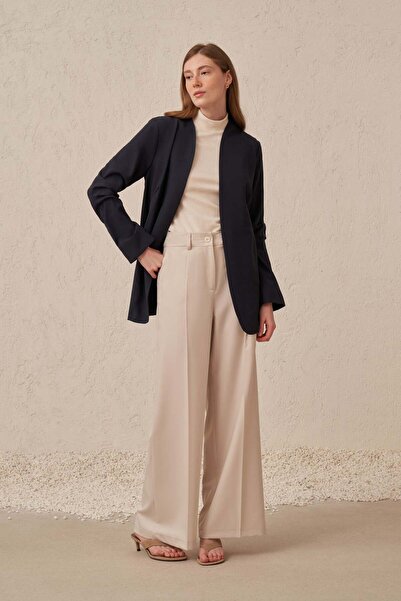 ALLDAY Navy Blue Blazer Jacket with Drawstring Detail on the Sleeves
