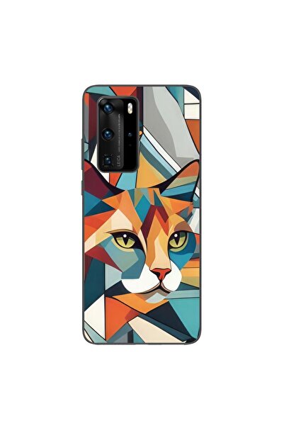 OEM Husa compatibila cu Huawei P40 Pro Silicon Gel Tpu Model Cubic Cat Art