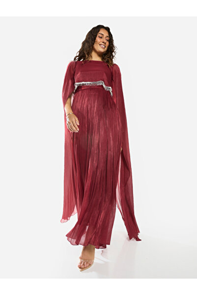 House of Moda By Styli فستان ماكسي مكشكش بطبقة علوية مزركشة