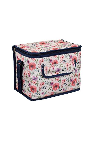 OEM Geanta Izoterma Albastra Ecru Floral 31x24x20cm - 14lt, Ideal pentru Util...