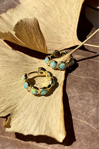 Spossy Silver Jewelry 925 Ayar Gümüş, 14 Ayar Gold, Turkuaz Opal Taşlı Minima...