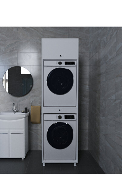 BAYOLD MOBİLYA Next Çamaşır&kurutma Makinesi Dolabı Mdf Beyaz banyo çok amaçl...