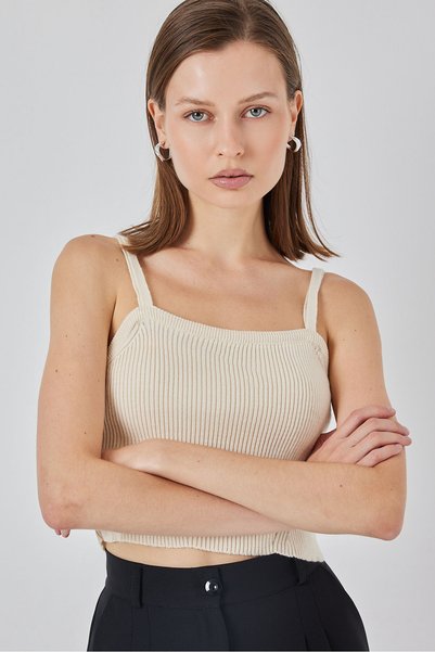 Merterium Women's Strappy Short Blouse 1424 - Cream