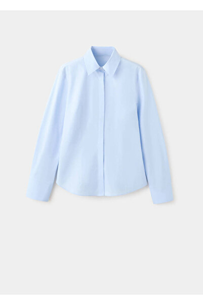 MANGO Woman Bedene oturan poplin gömlek