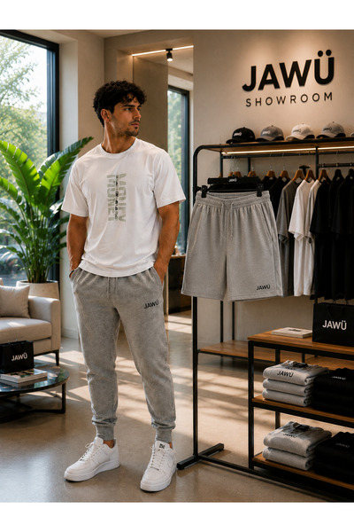 JAWÜ STYLE Money Printed 3-Piece Oversize T-Shirt Sweatpants Shorts Set