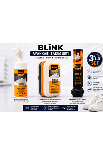 Blinksport BLINK Sport 3'lü Ayakkabı Bakım ve Temizlik Seti Köpük Temizleyici...