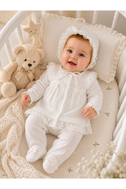My Babies Label Kız Bebek 5’li Küpür Detaylı Pamuklu Hastane Çıkış Seti 0-3 Ay