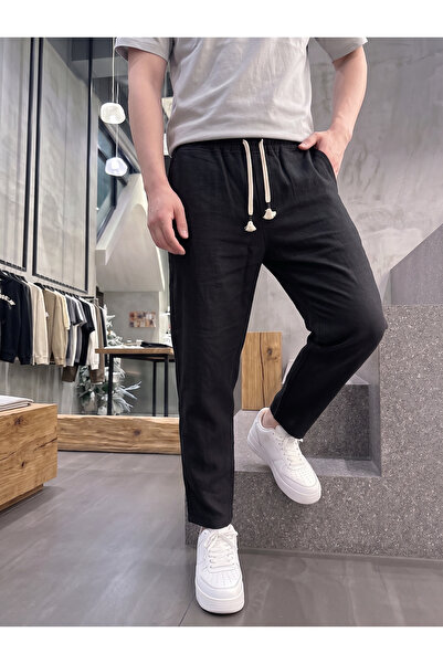 viperkombin Carrot Fit Men's Raw Linen Trousers Relaxed Fit