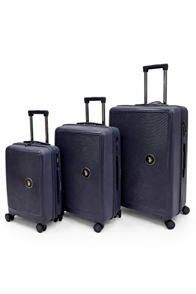 U.S. Polo Assn. 3'lü Valiz Seti %100 Polipropilen Valiz 4x2 Teker Lacivert 26041