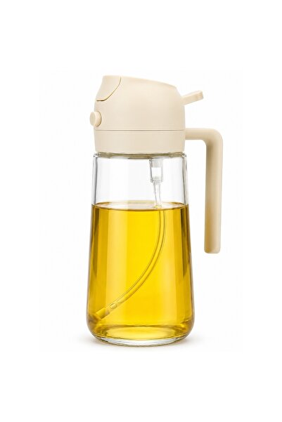 PUFO Recipient sticlă cu pulverizator pentru ulei și oțet, 420 ml, crem