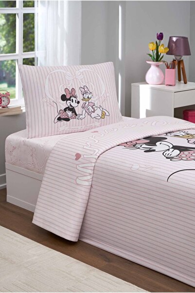 Özdilek Minnie And Daisy Tek Kişilik Disney Lisanslı Lastikli Çarşaf Çocuk Pike Takımı